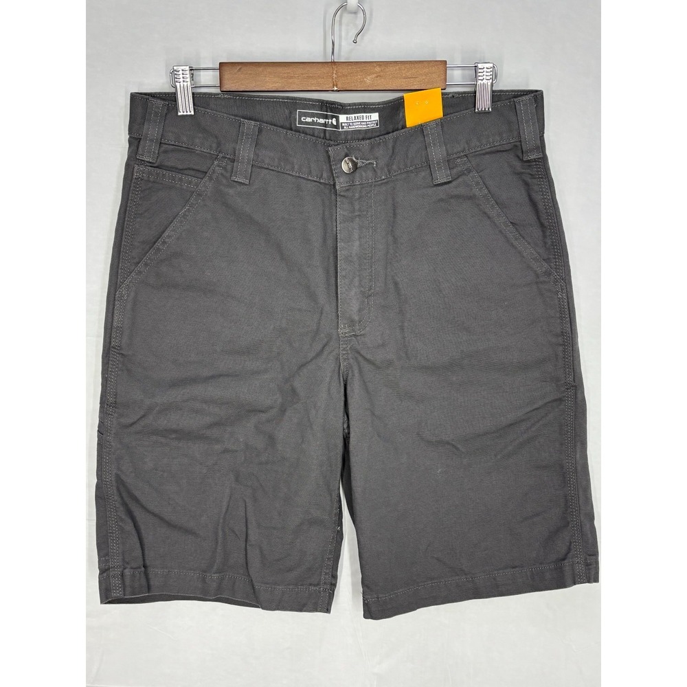 Carhartt Work Shorts Mens Black Rugged Flex Relaxed Fit Canvas‎ Stretch 32 NWT